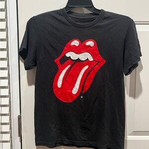The Rolling Stones Black Tee with Red Script